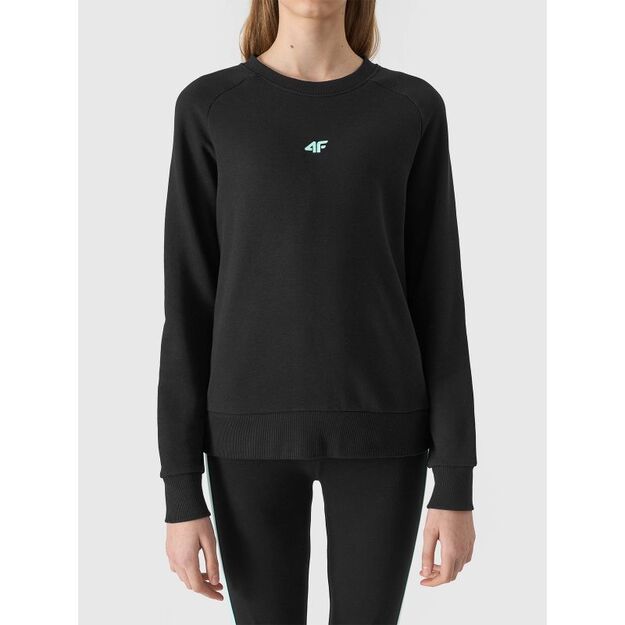 Girls\  organic cotton sweatshirt, no zipper, no hood, 4F Junior