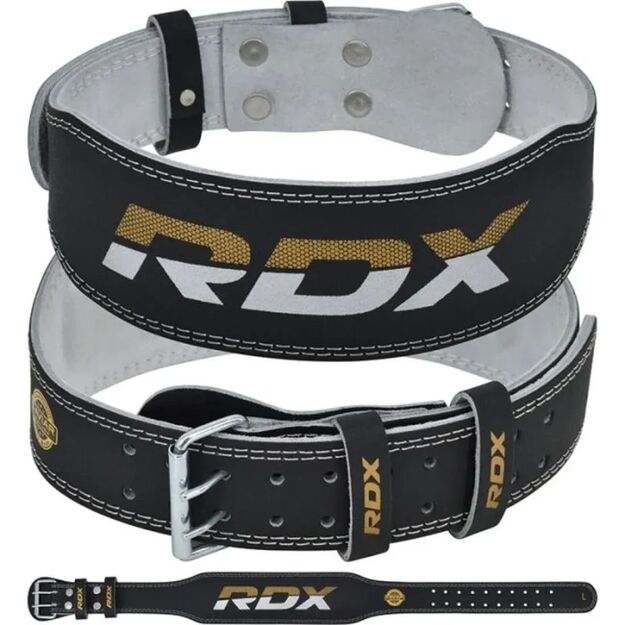 4  GOLD LEATHER BODYBUILDING BELT FOR EXERCISES - RDX S