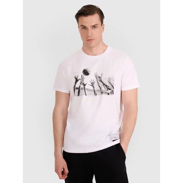 Men\ s regular t-shirt with volleyball print 4F 4FRAW25TTSHM3319-10S