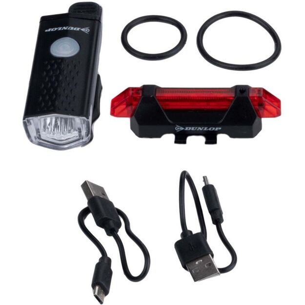 Dunlop LED Bike Light Set, USB Charging, Rear+Front 473758