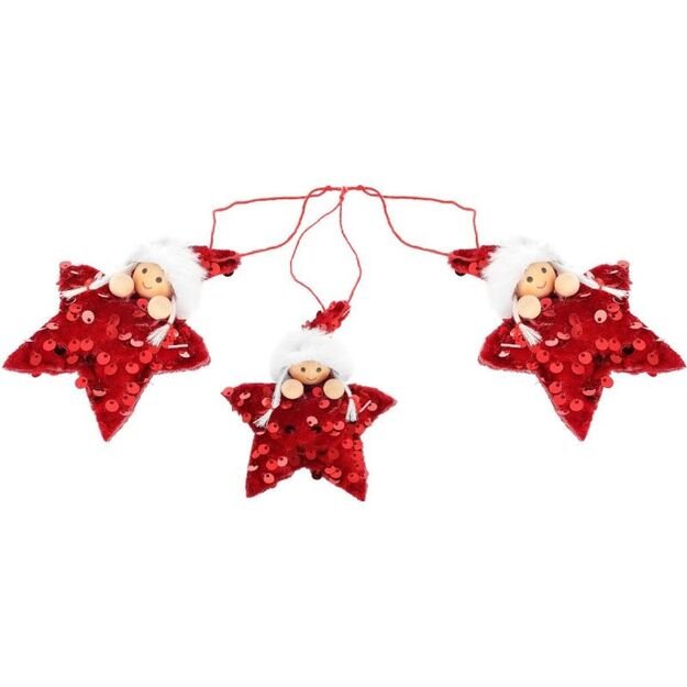 SET OF 3 PENDANTS STAR DOLLS RED SEQUINS