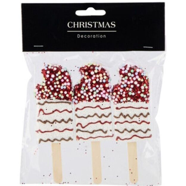 ICE CREAM HANGING DECORATION BALL 3 PCS WHITE