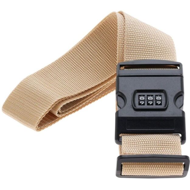 UNIVERSAL SECURITY STRAP FOR SUITCASE 180x5CM WITH CODE PROWORLD BEIGE