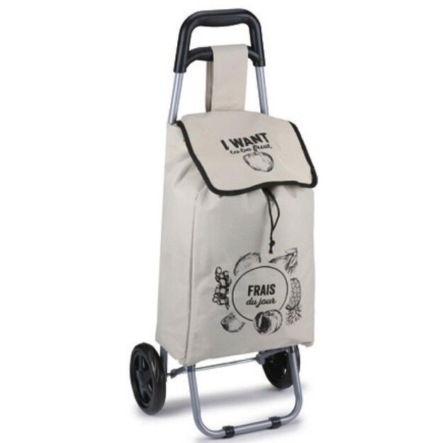 TROLLEY SHOPPING BAG ON WHEELS WITH FRAME 25L GRAY