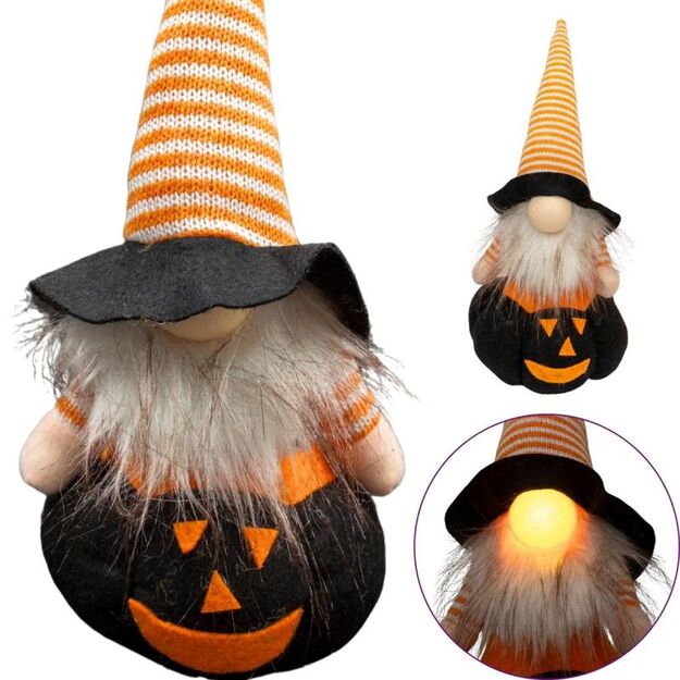 DECORATIVE PUMPKIN FIGURE 35CM LED HALLOWEEN BLACK