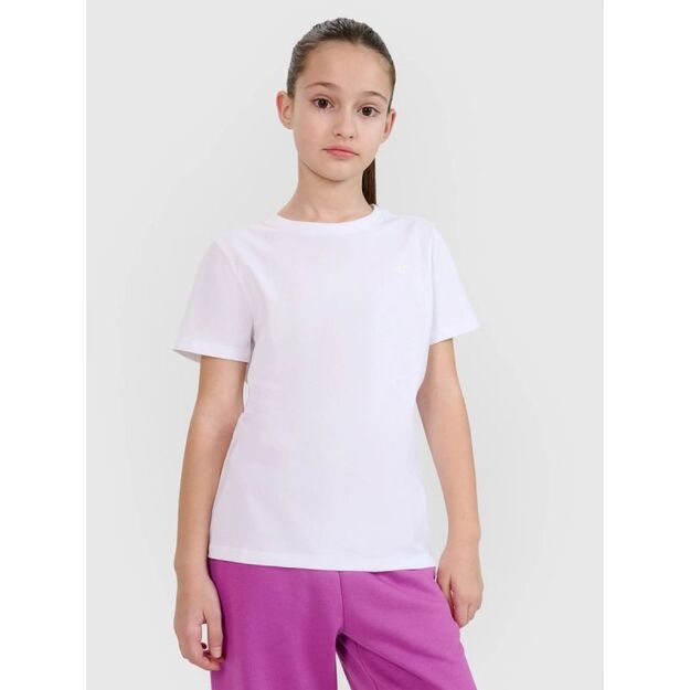 Regular plain girls\  T-shirt 4F 4FJWSS25TTSHF2177-10S