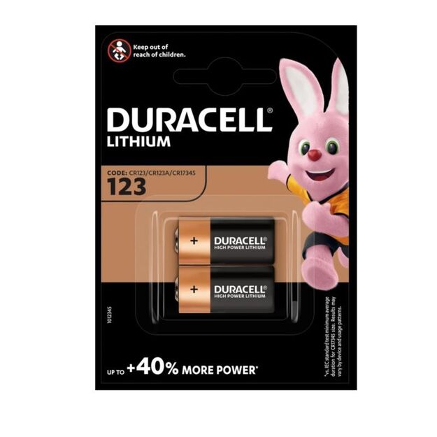 CR123 DURACELL battery in a pack of 2 pcs. price per blister