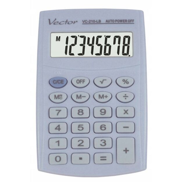 Vector KAV VC-210 LB Pocket Calculator, 8-digit, 64x98.5mm, light blue